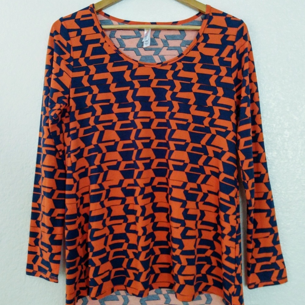 NWT Lularoe Lynnae Orange Navy Blue Bohemian M